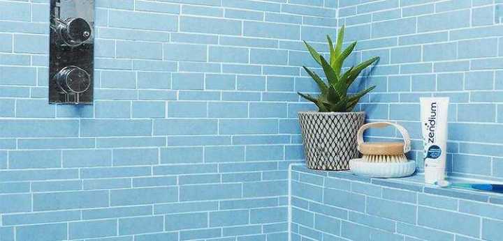 Nhà vệ sinh sử dụng gạch ốp tường màu xanh biển